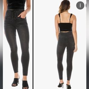 PLT Black Lace up Skinny jeans
